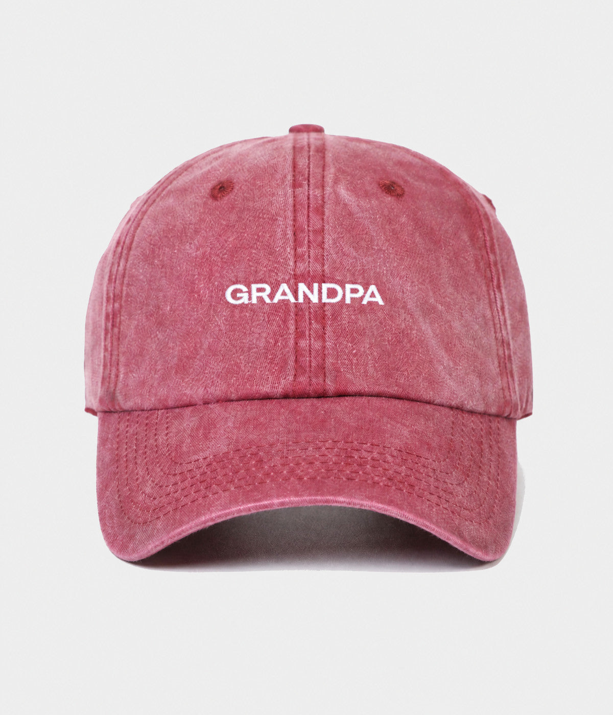 WASHED GRANDPA. washed cotton dad cap in RED, front view
