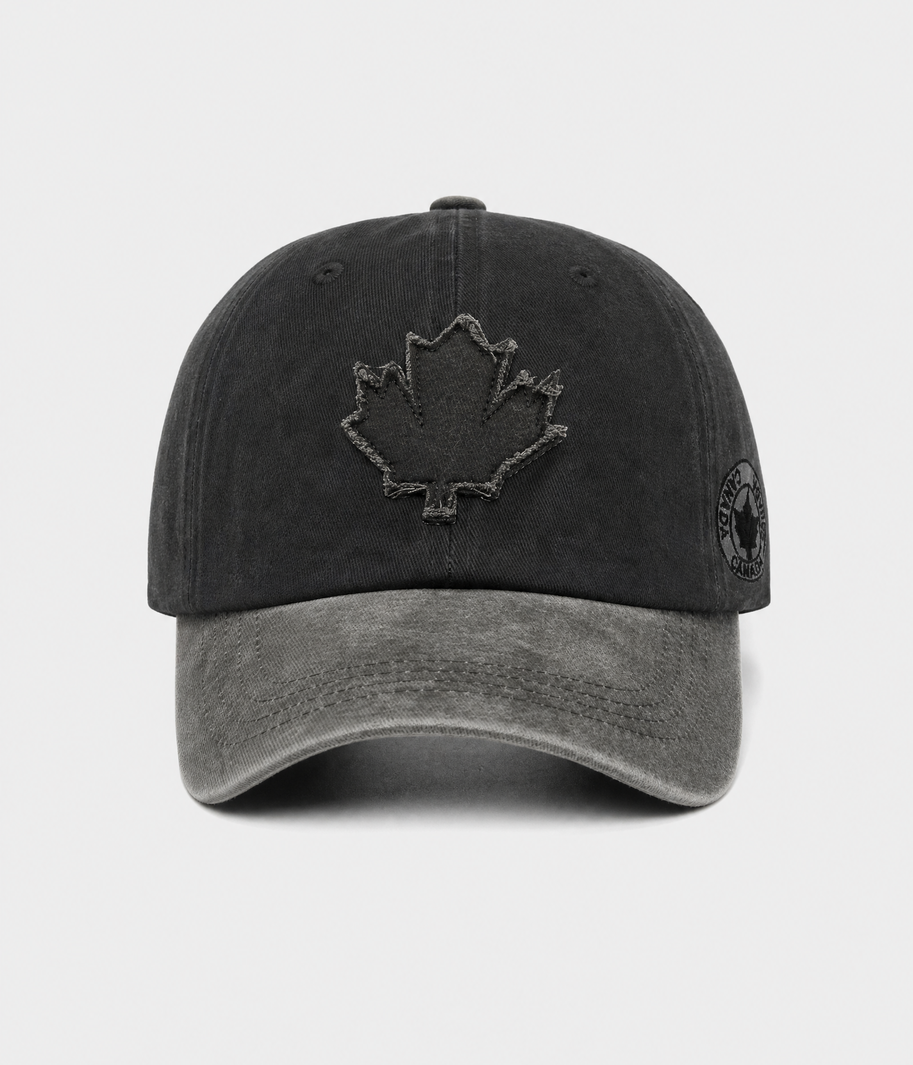 WASHED MAPLE PATCH. black gray front