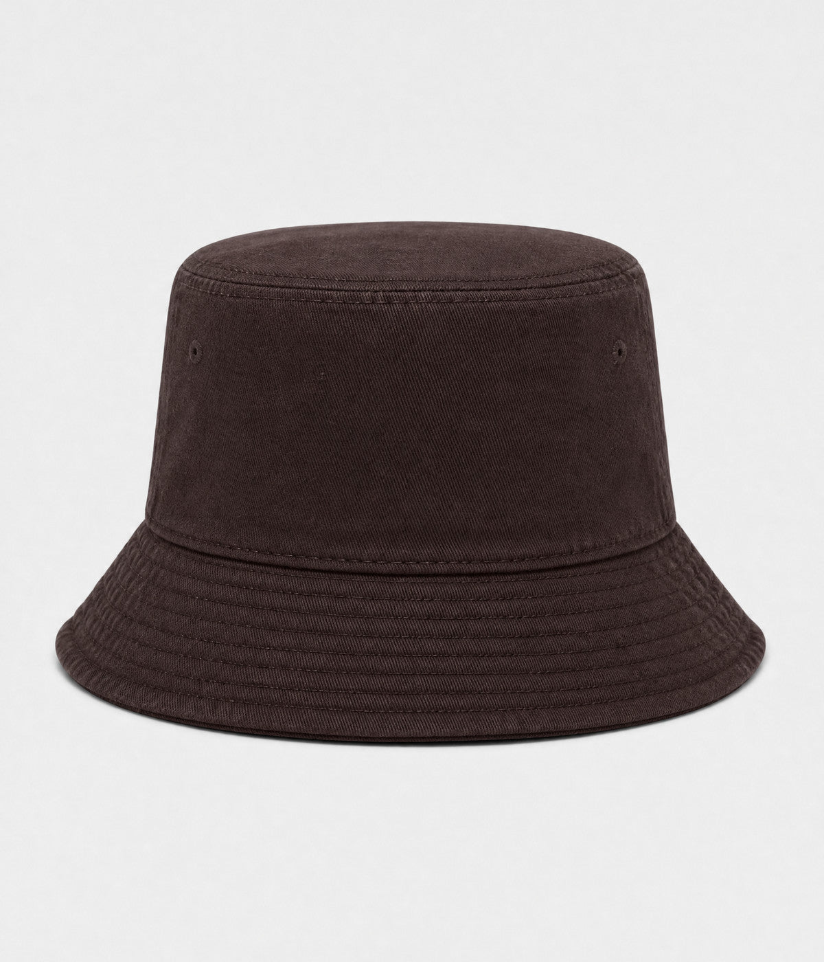 WASHED COTTON BUCKET. washed cotton bucket hat in brown, front view