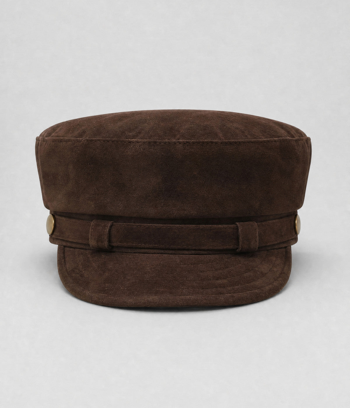 SUEDE SKIPPER. suede skipper cap in DARK BROWN, front view