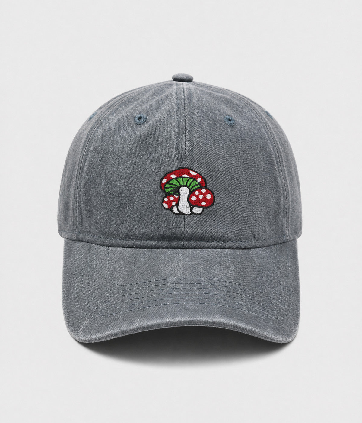 WASHED MUSHROOM. washed cotton cap in GRAY, front view