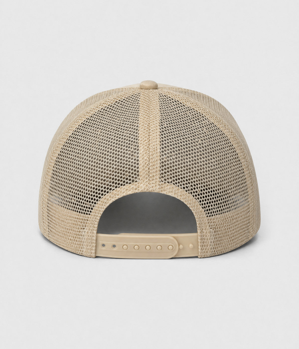 SUPPORT DAY DRINKING TRUCKER. foam-front mesh trucker cap in KHAKI, back view