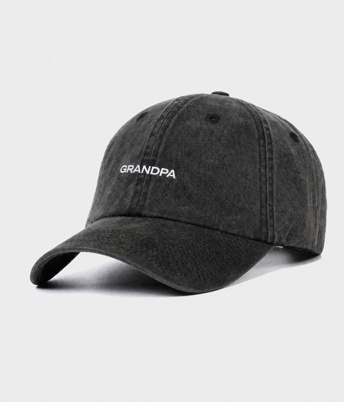 WASHED GRANDPA. washed cotton dad cap in BLACK, side view