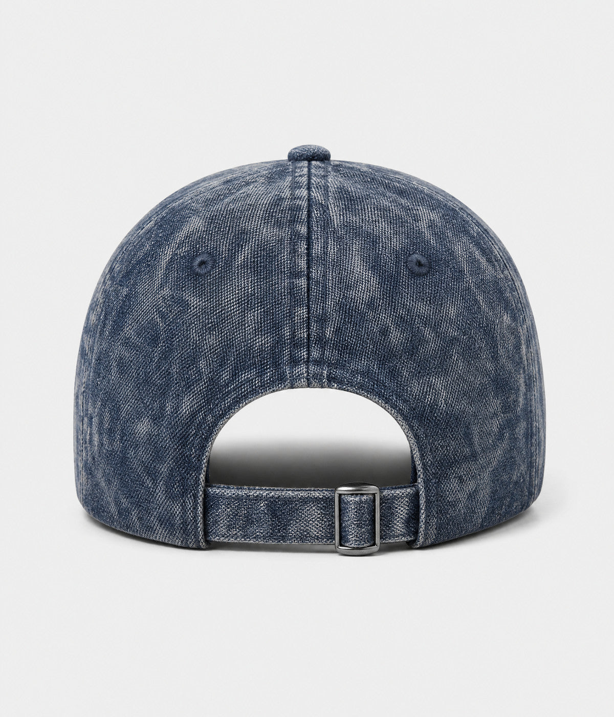 DENIM FADE. washed cotton cap in navy, back view