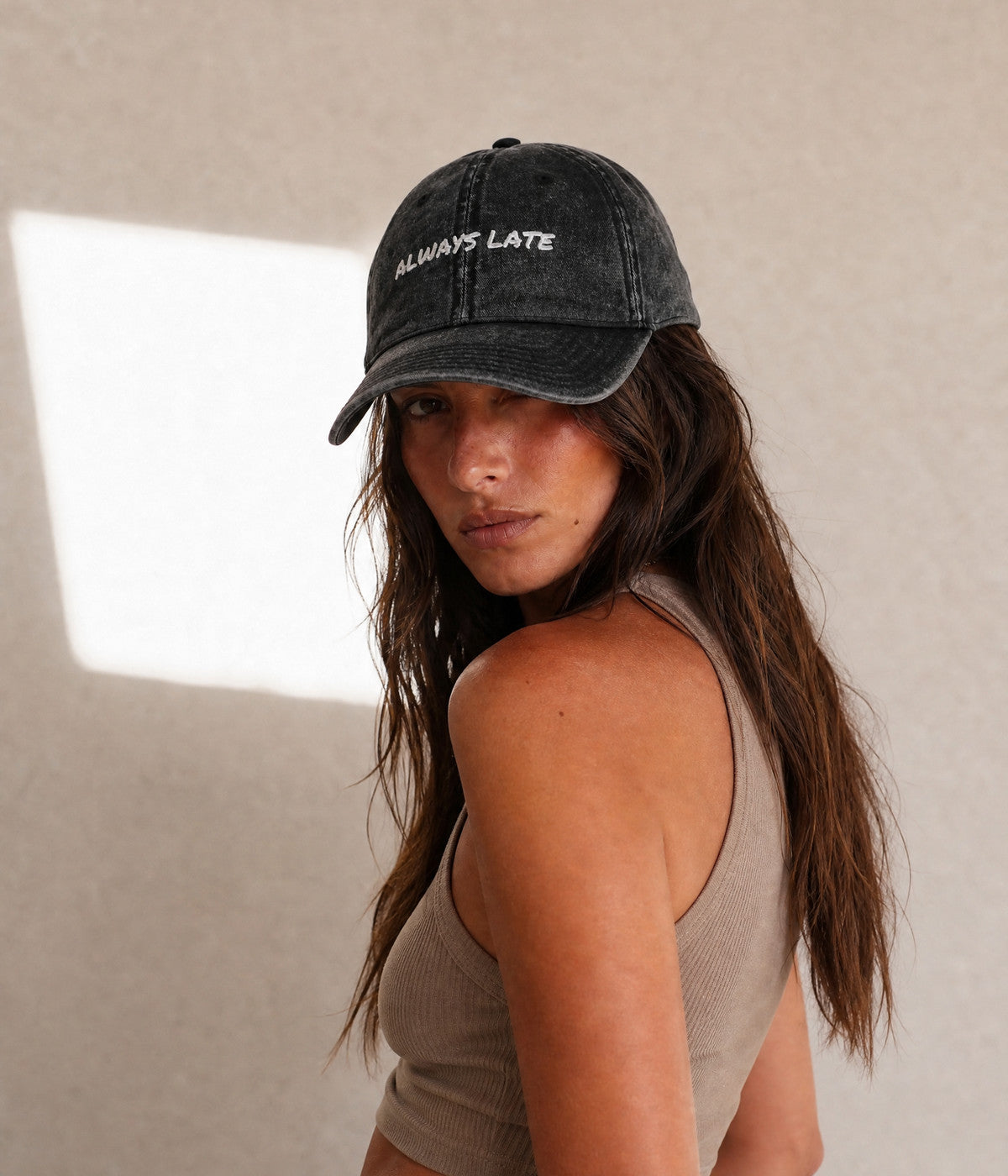ALWAYS LATE CAP — Black worn