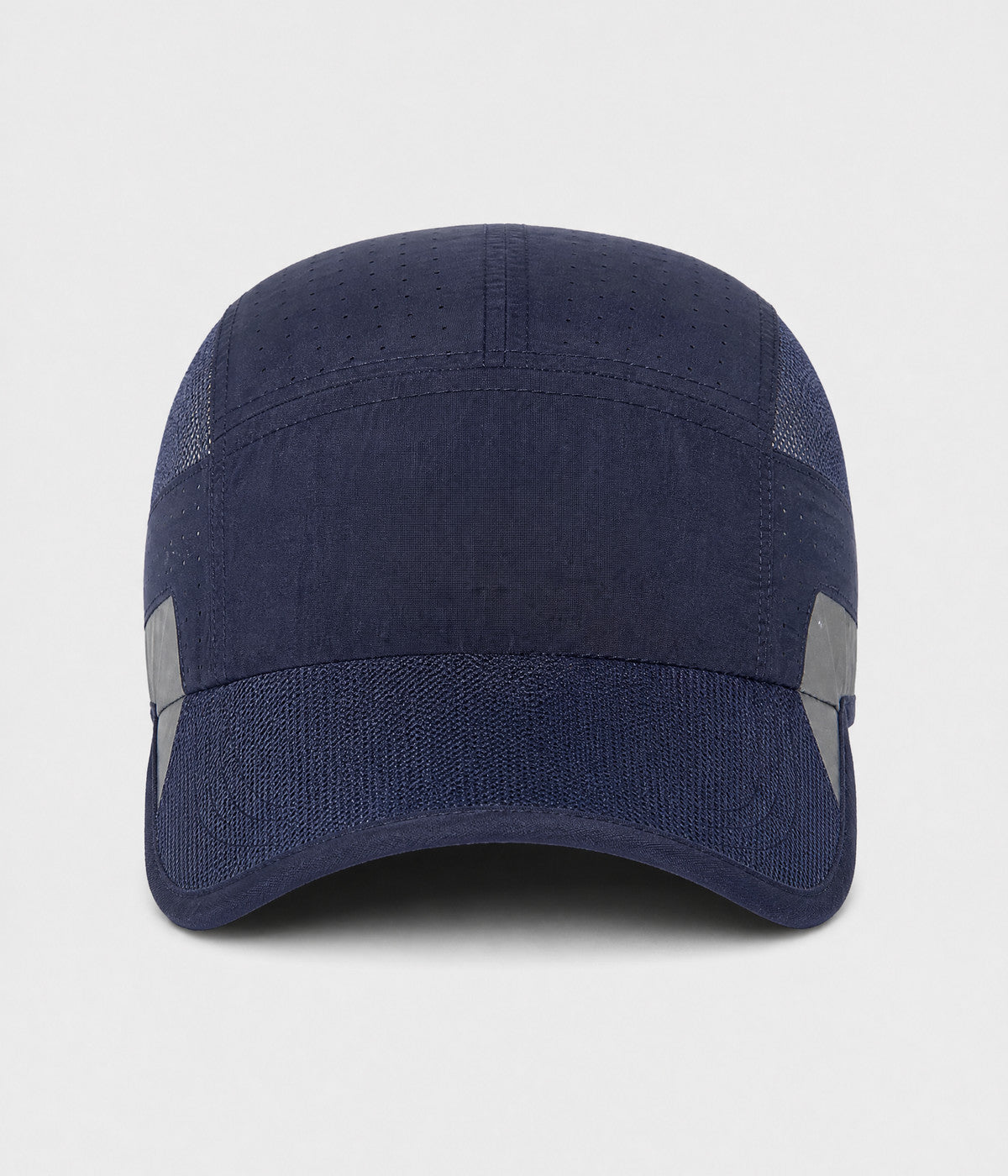 RUNNER CAP. perforated quick-dry running cap in navy, front view