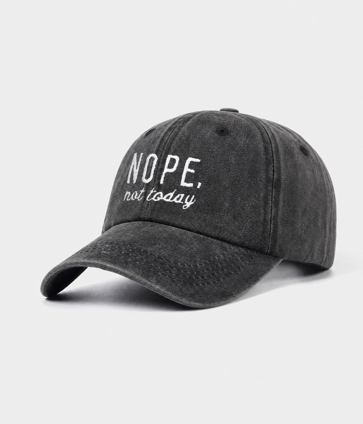 NOPE, NOT TODAY. washed cotton cap in BLACK, side view