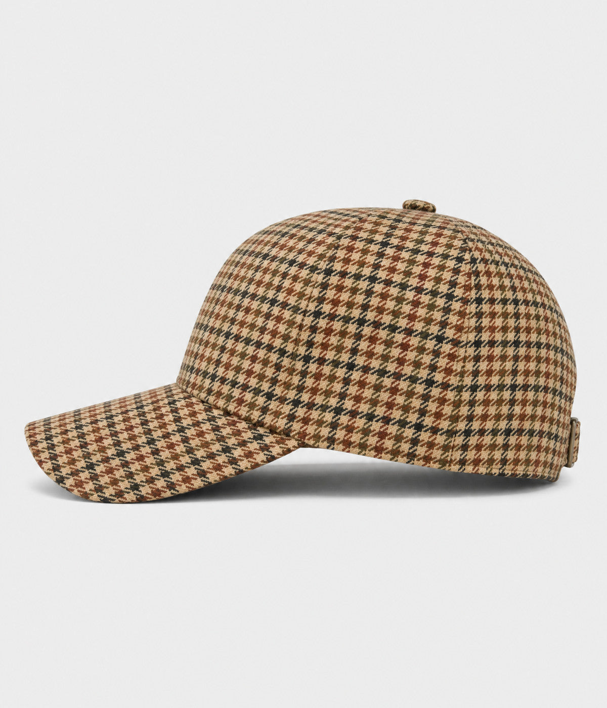 HOUNDSTOOTH. woven houndstooth check cap in khaki, side view