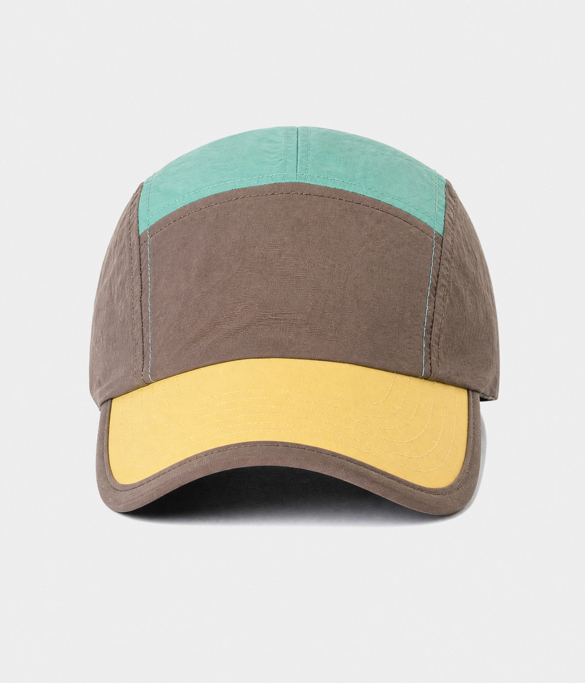 PATCHWORK CAMP. quick-dry patchwork cap in BROWN, front view