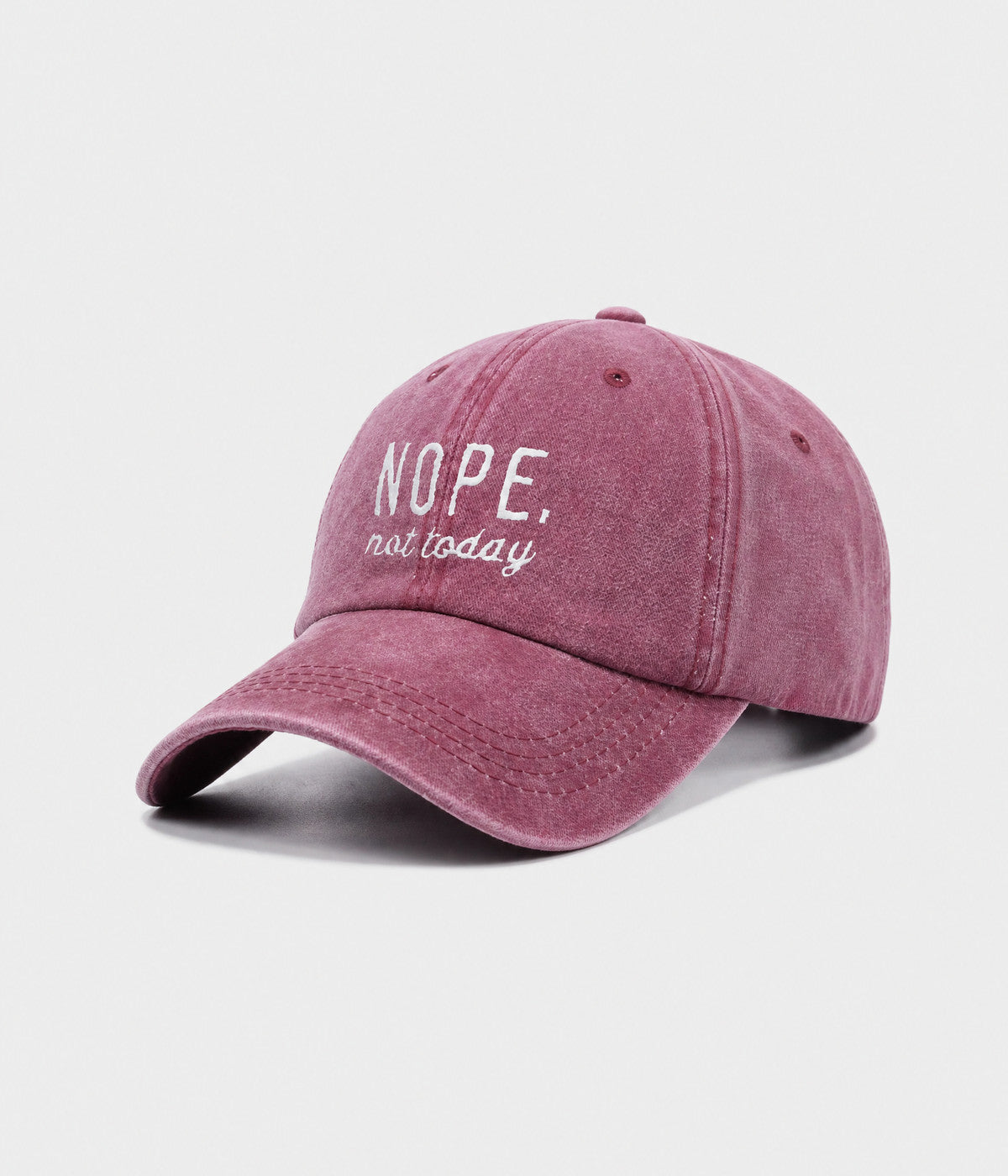 NOPE, NOT TODAY. washed cotton cap in BURGUNDY, side view