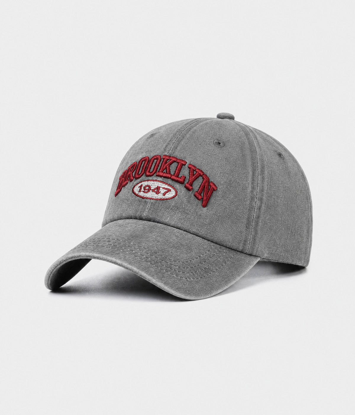 BROOKLYN 1947. washed cotton cap in GREY, side view