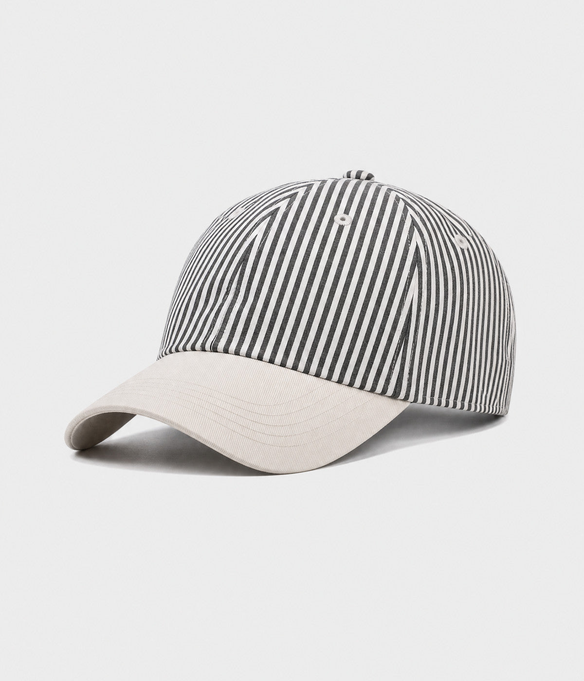 CANDY STRIPE. striped unstructured cap in BLACK, side view