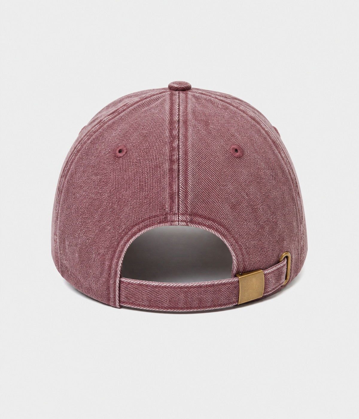 RIPPED DENIM. washed cotton denim cap in wine red, back view