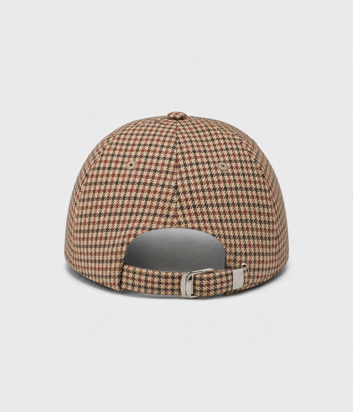 HOUNDSTOOTH. woven houndstooth check cap in red, back view