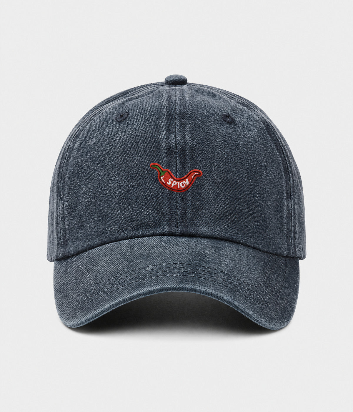 SPICY. washed cotton dad cap in NAVY, front view