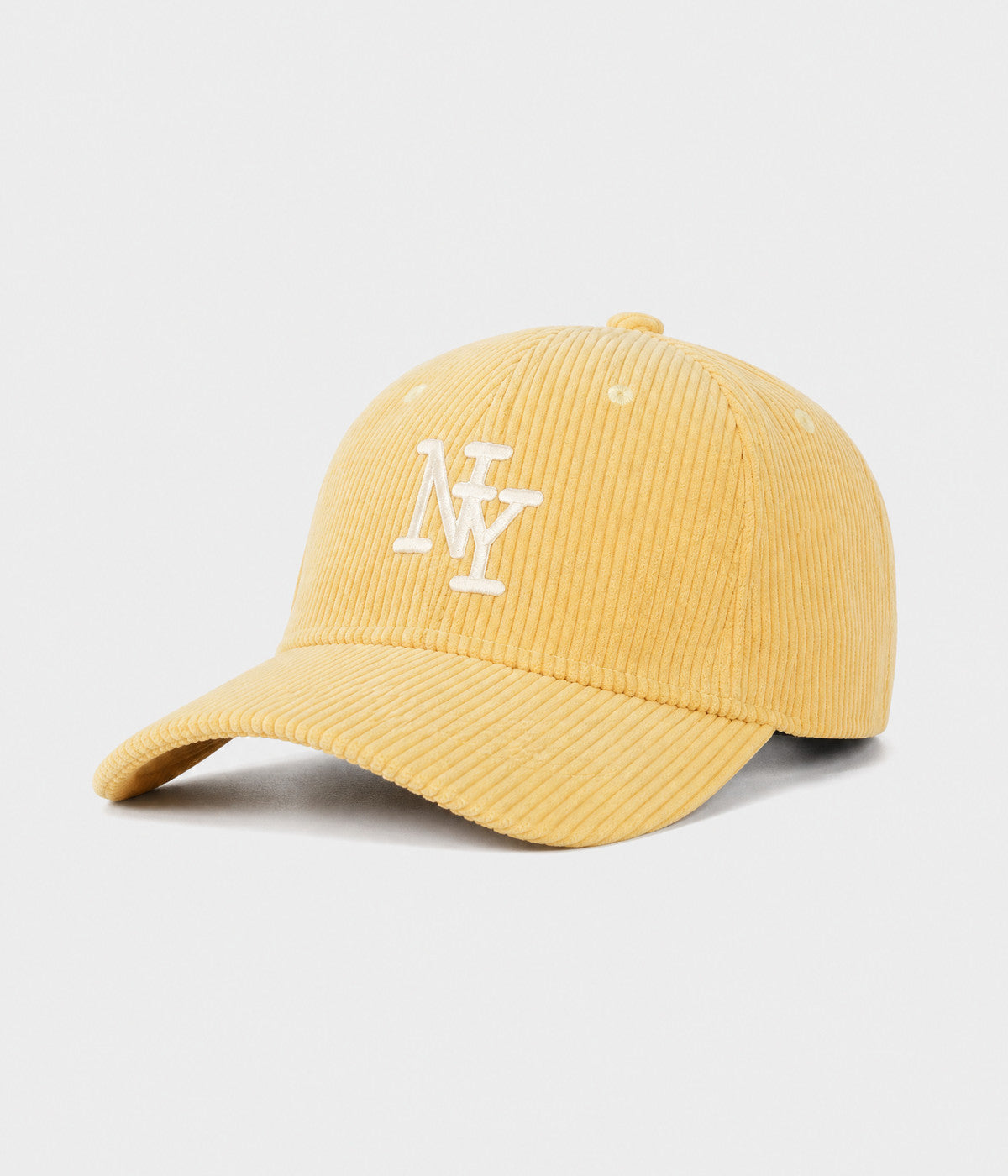 NY CORDUROY. corduroy cap in BUTTER YELLOW, side view