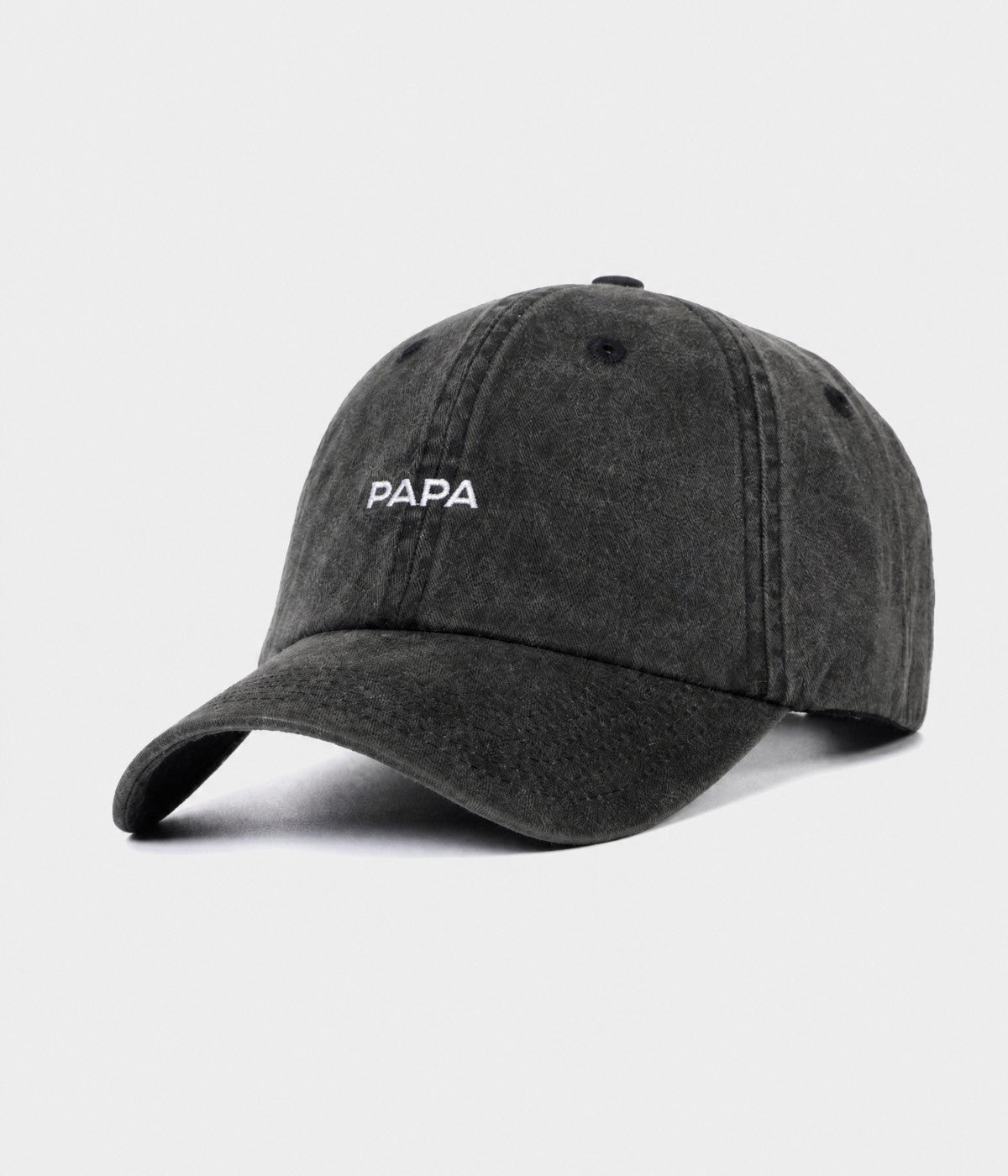 WASHED PAPA. washed cotton dad cap in BLACK, side view