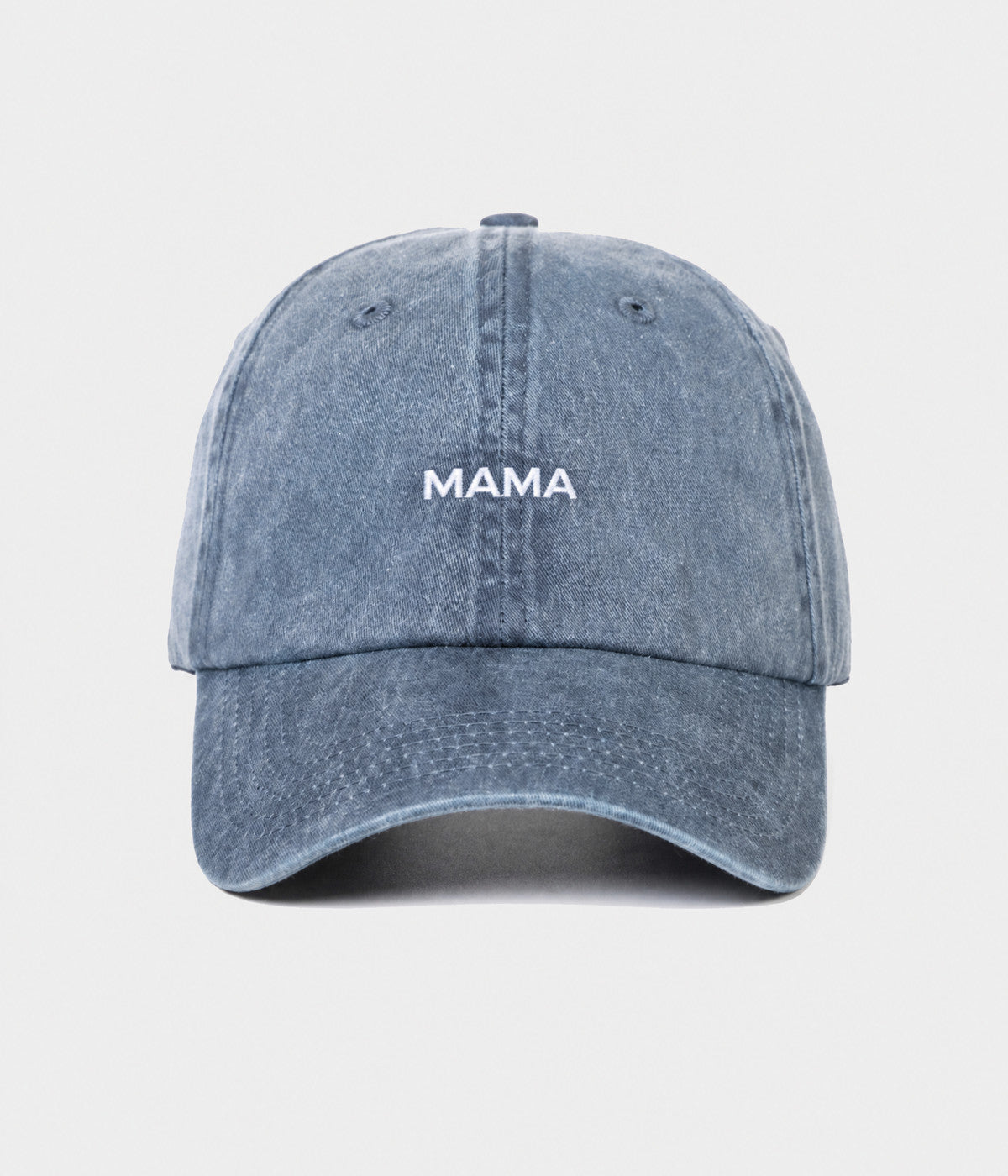 WASHED MAMA. washed cotton dad cap in NAVY, front view