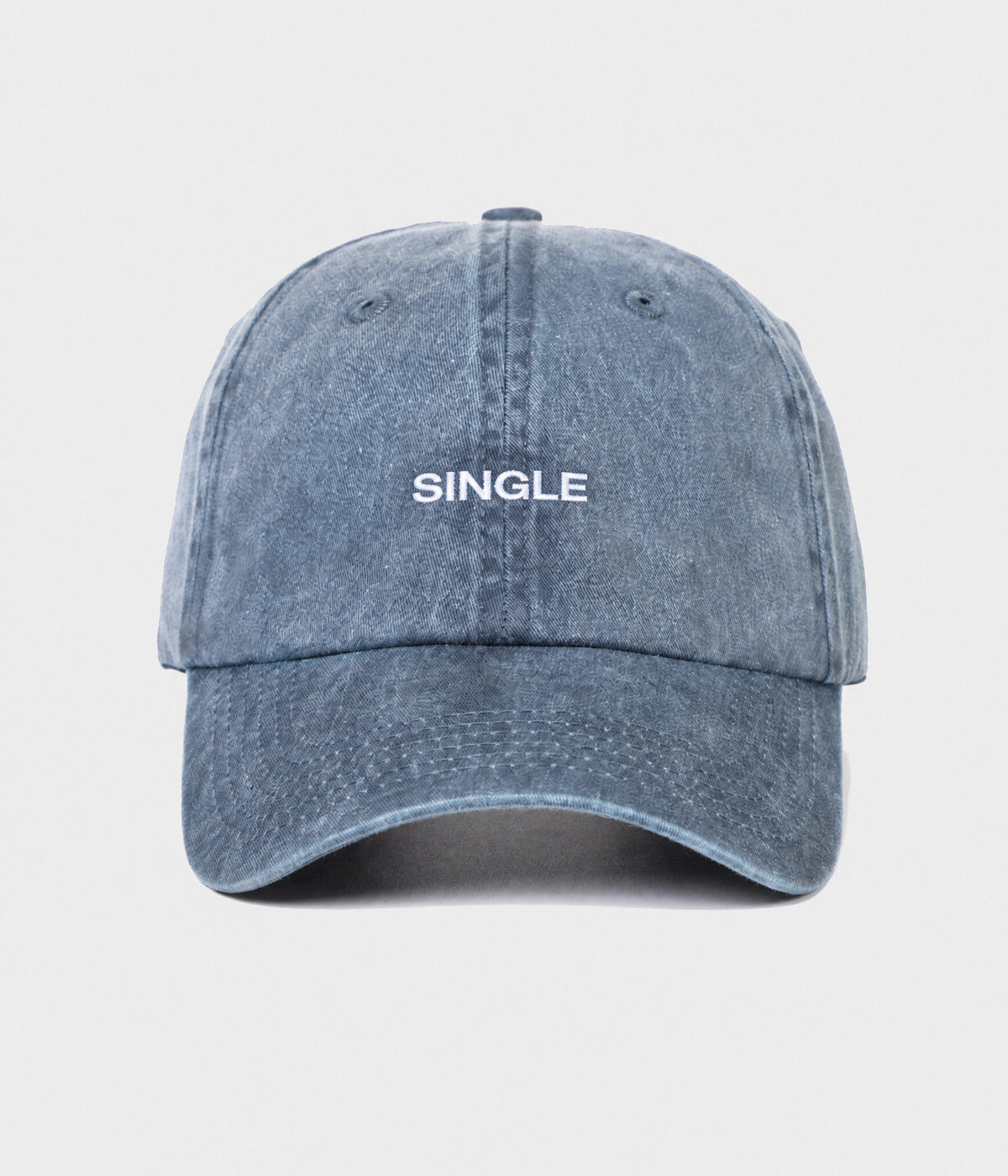 WASHED SINGLE. washed cotton dad cap in NAVY, front view