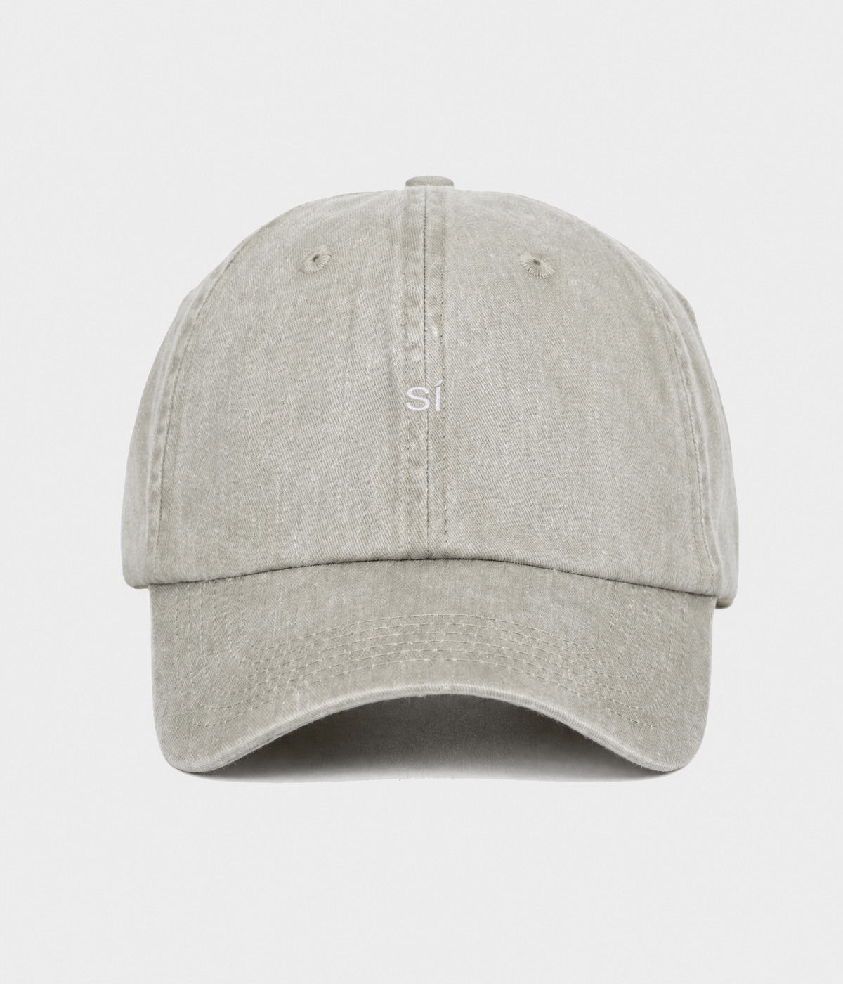 WASHED SÍ. washed cotton dad cap in GRAYISH SHEEN, front view