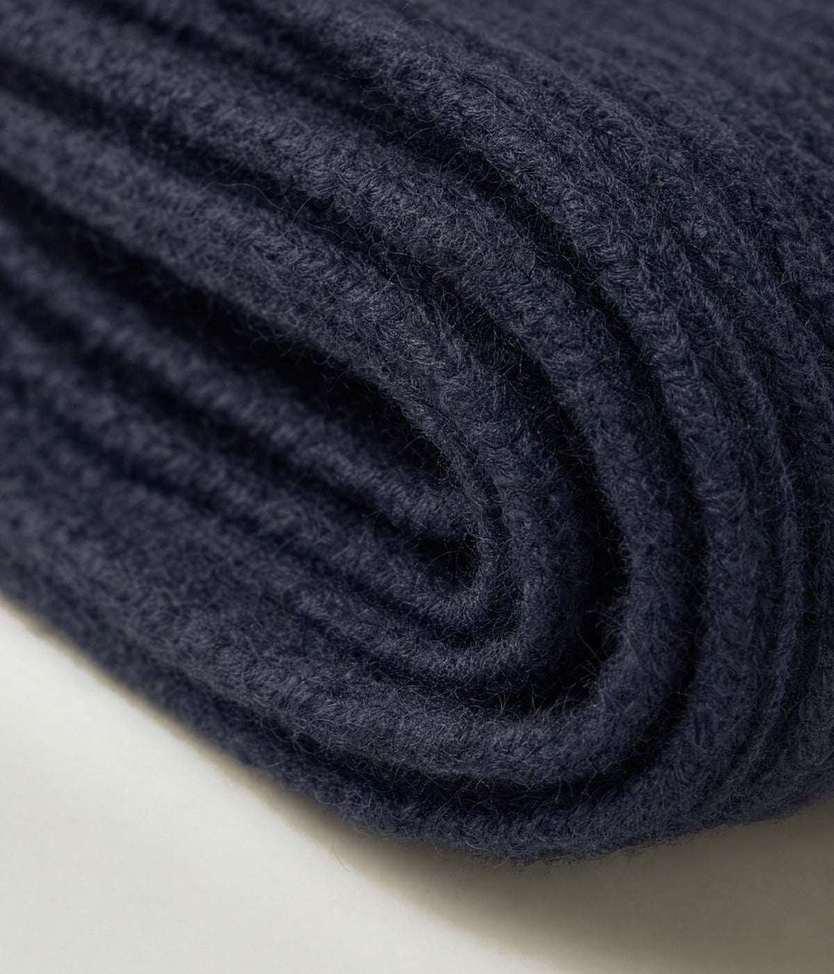 CLASSIC SCARF. knit scarf in NAVY, soft knit texture close-up