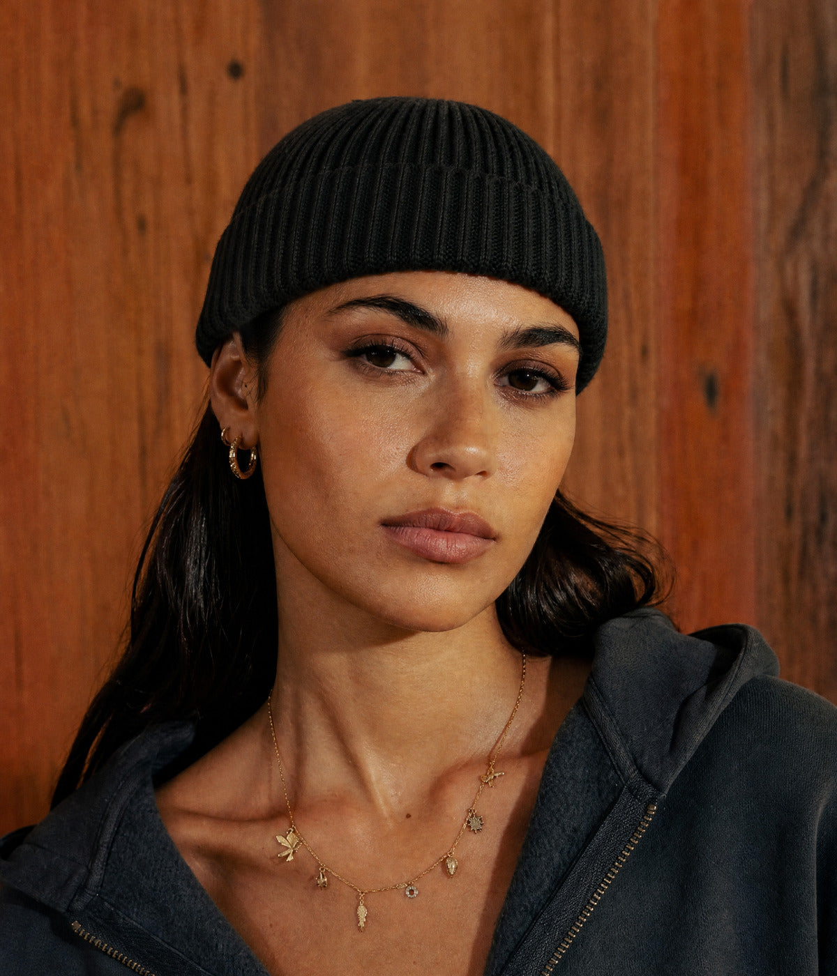 FISHERMAN BEANIE. — BLACK worn