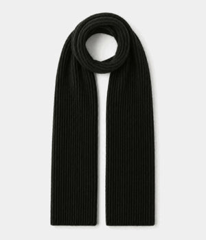 CLASSIC SCARF. knit scarf in BLACK, front view