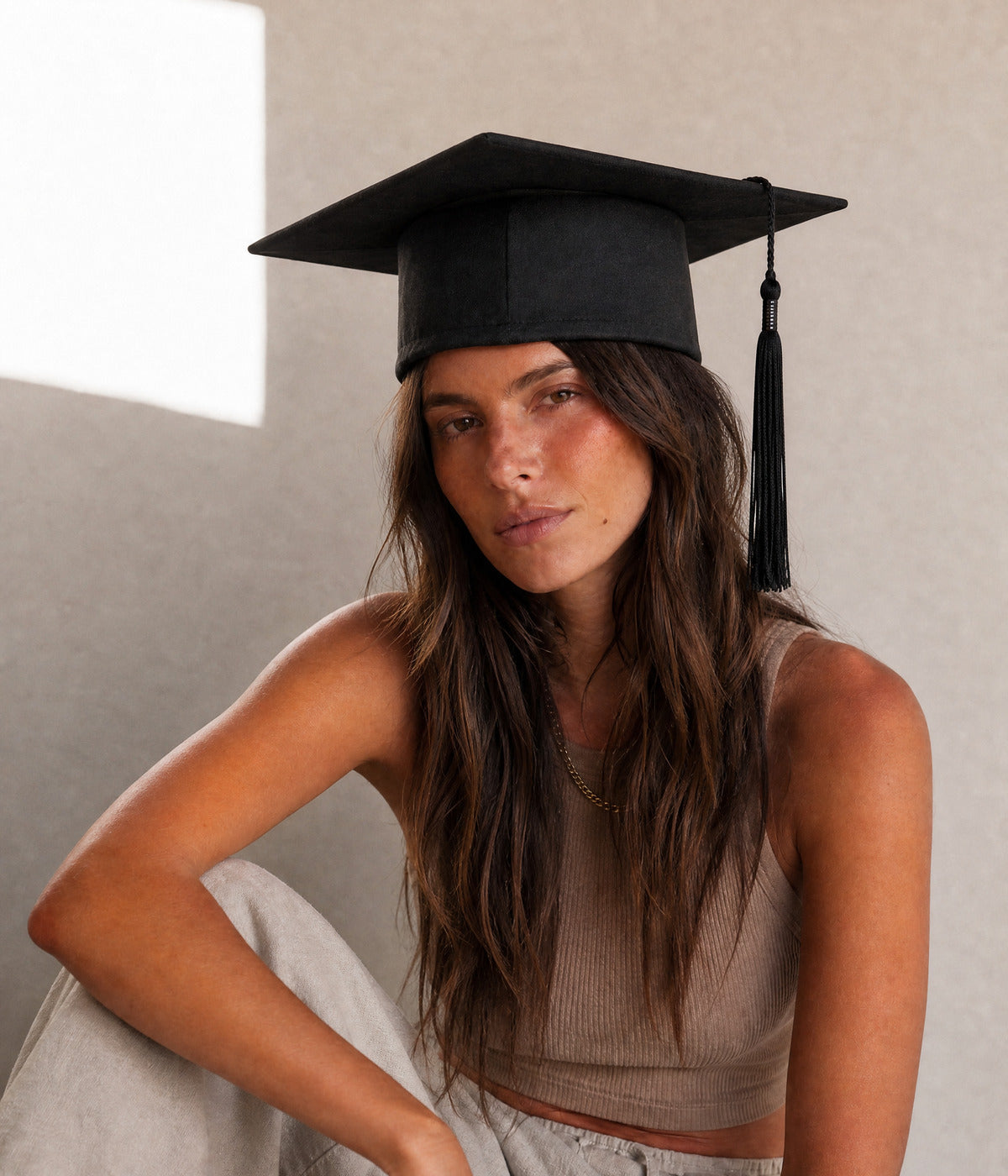 GRADUATION CAP. — BLACK worn