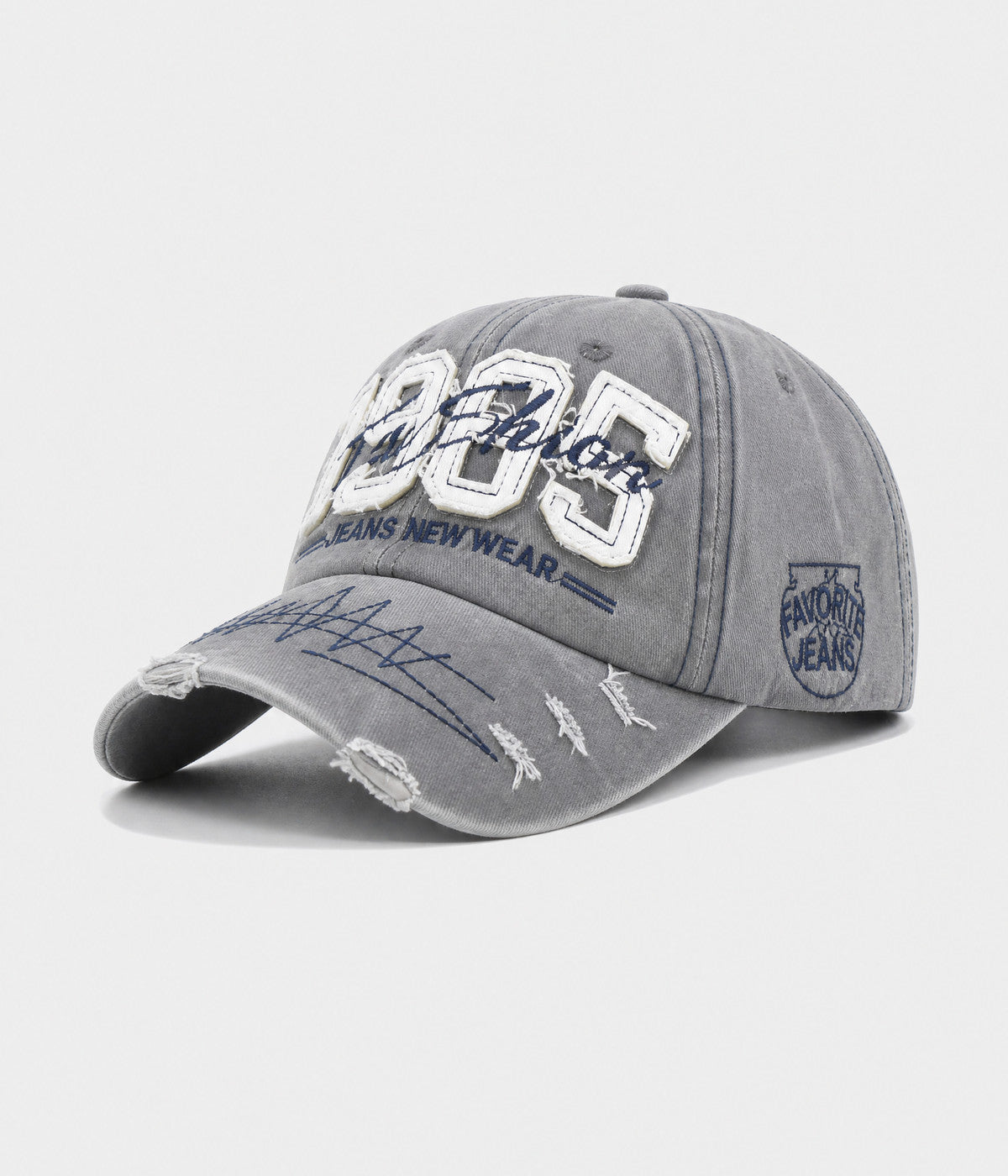 RETRO 1985. washed cotton cap in gray, side view