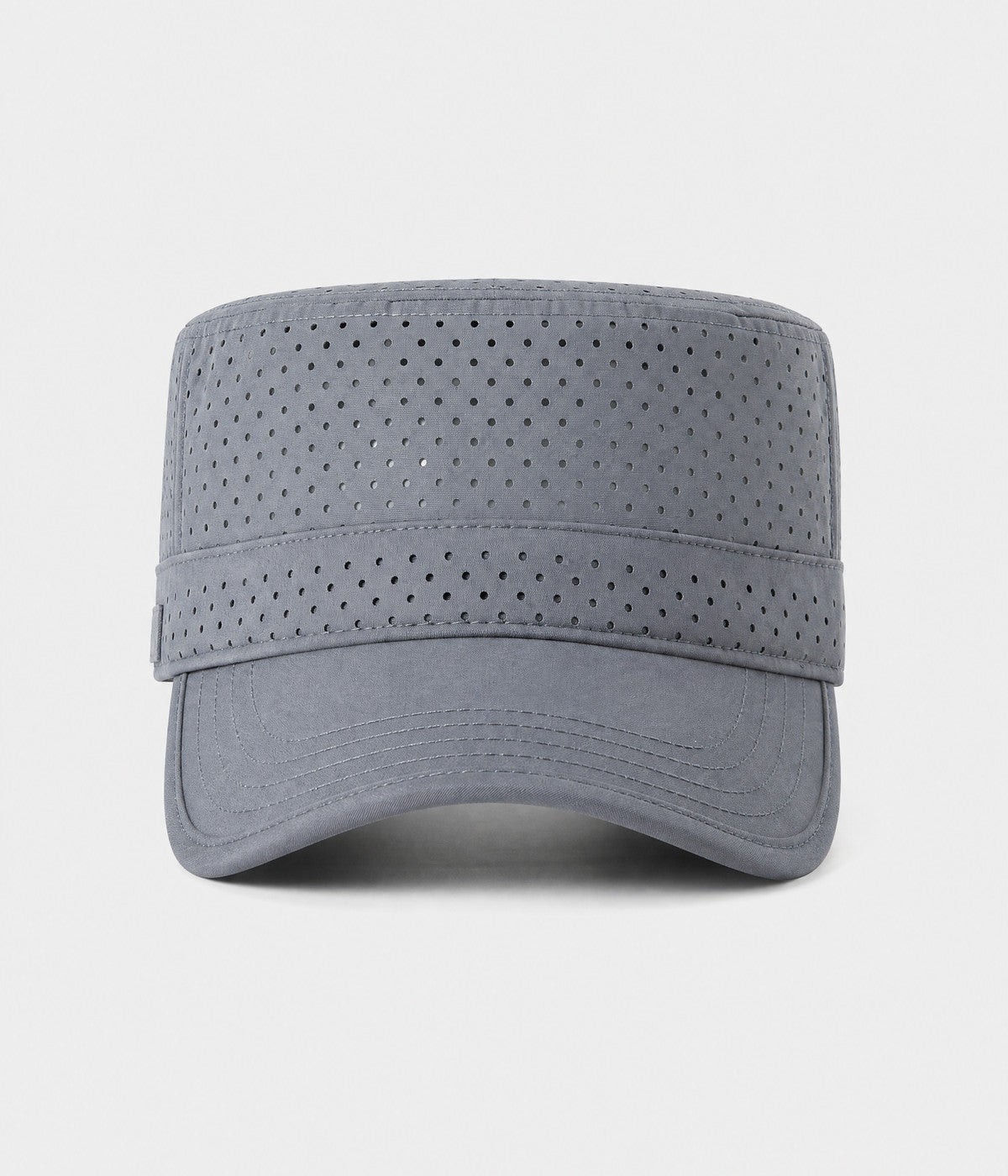 VENTED CADET. perforated cadet cap in grey, front view