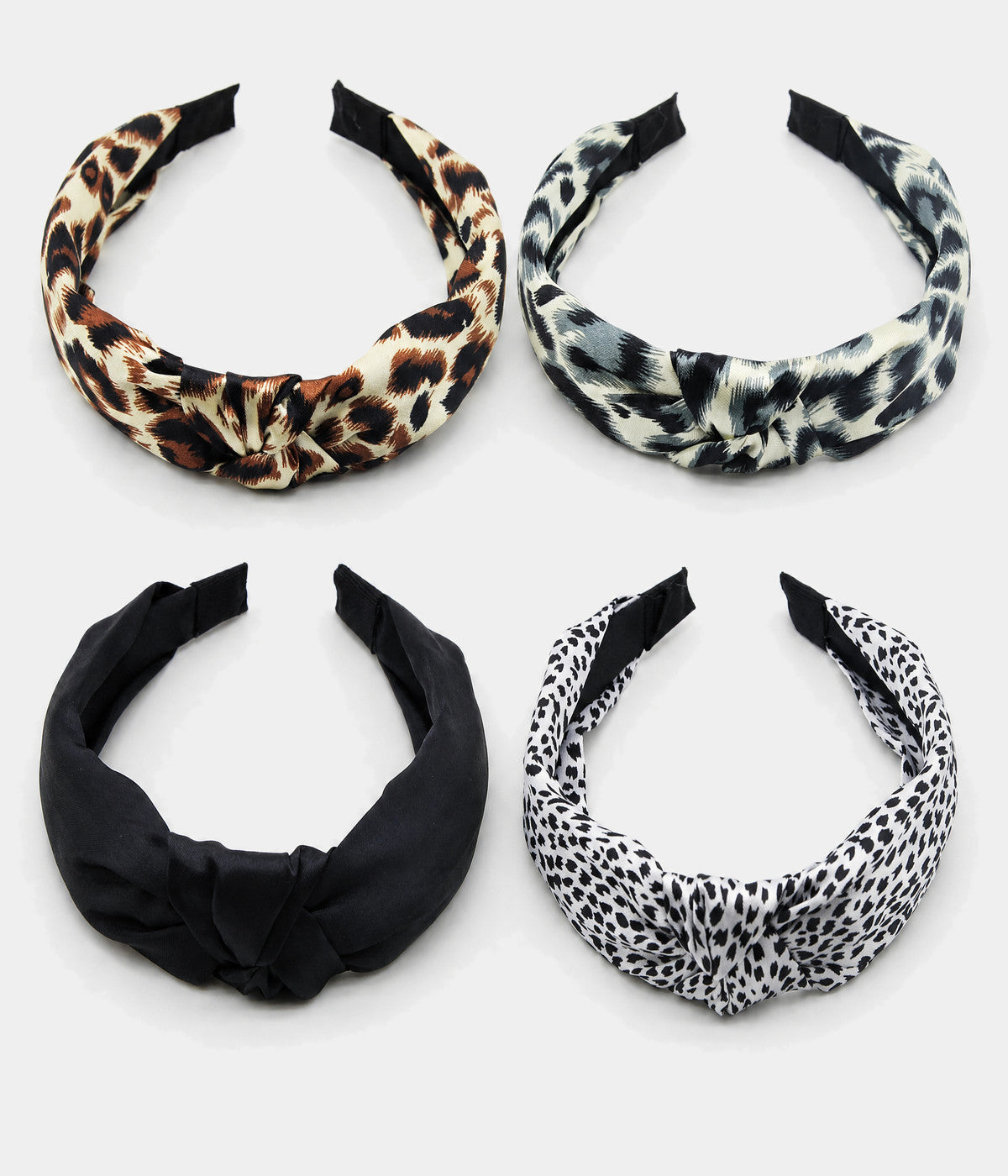KNOTTED HEADBAND 4-PACK. headband set in MIXED, flat-lay view