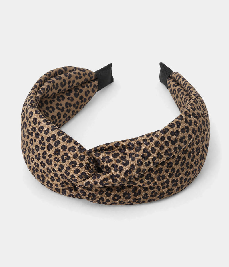 LEOPARD HEADBAND. headband in BROWN, front view