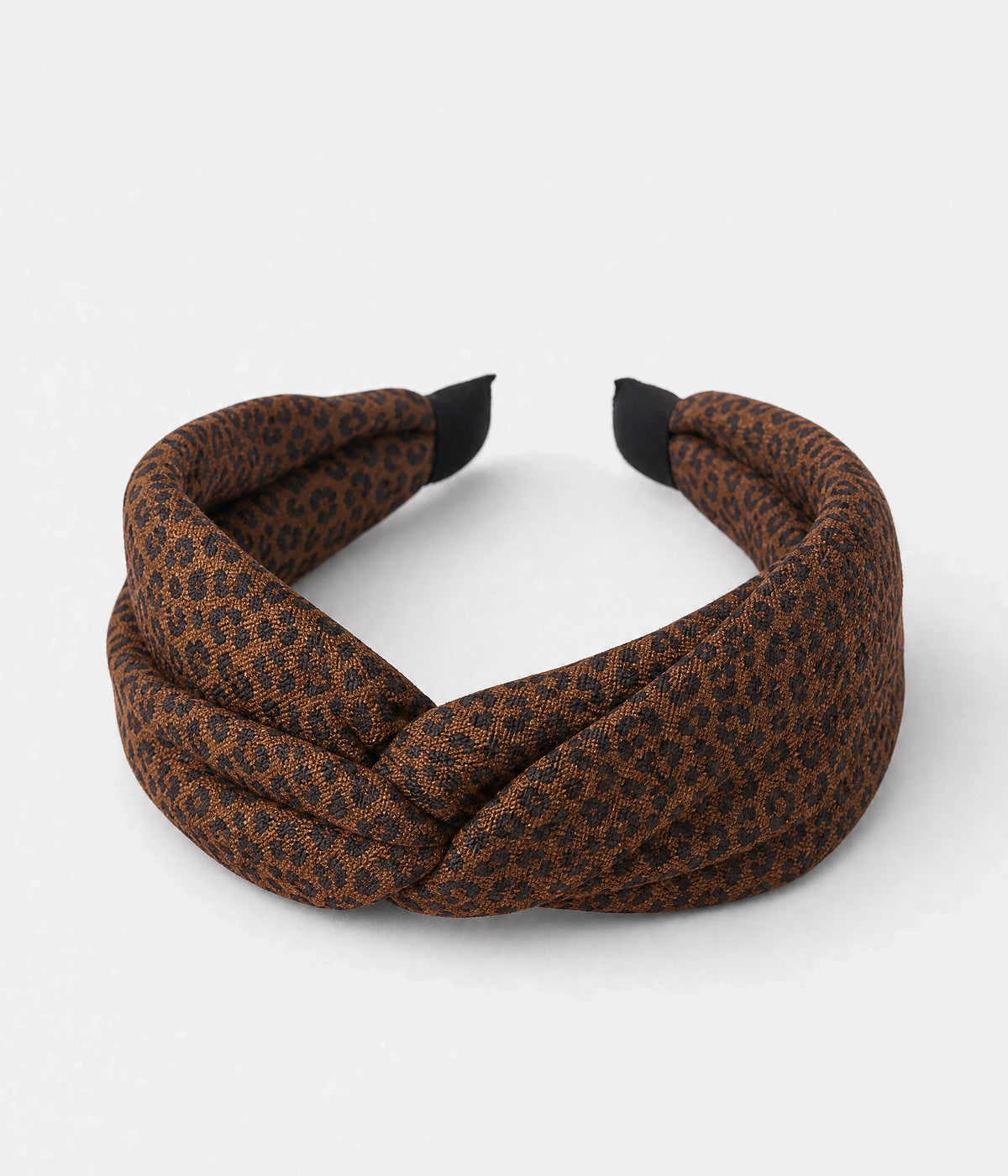 LEOPARD HEADBAND. headband in DARK BROWN, front view
