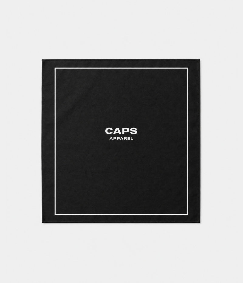 LOGO BANDANA. polyester bandana in black, front flat-lay