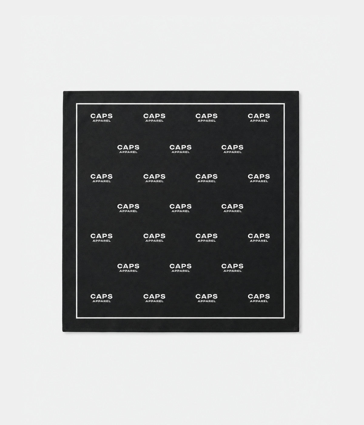 LOGO GRID BANDANA. polyester bandana in black, front flat-lay