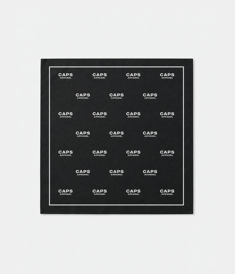 SIGNATURE BANDANA. polyester bandana in GRID BLACK, flat-lay view