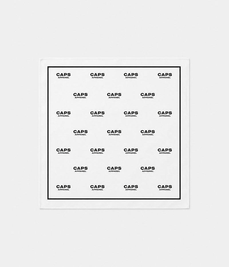LOGO GRID BANDANA. polyester bandana in white, front flat-lay