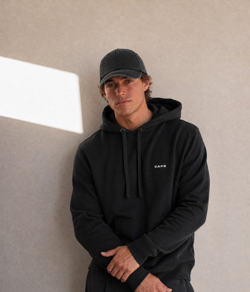 LOGO HOODIE. on model