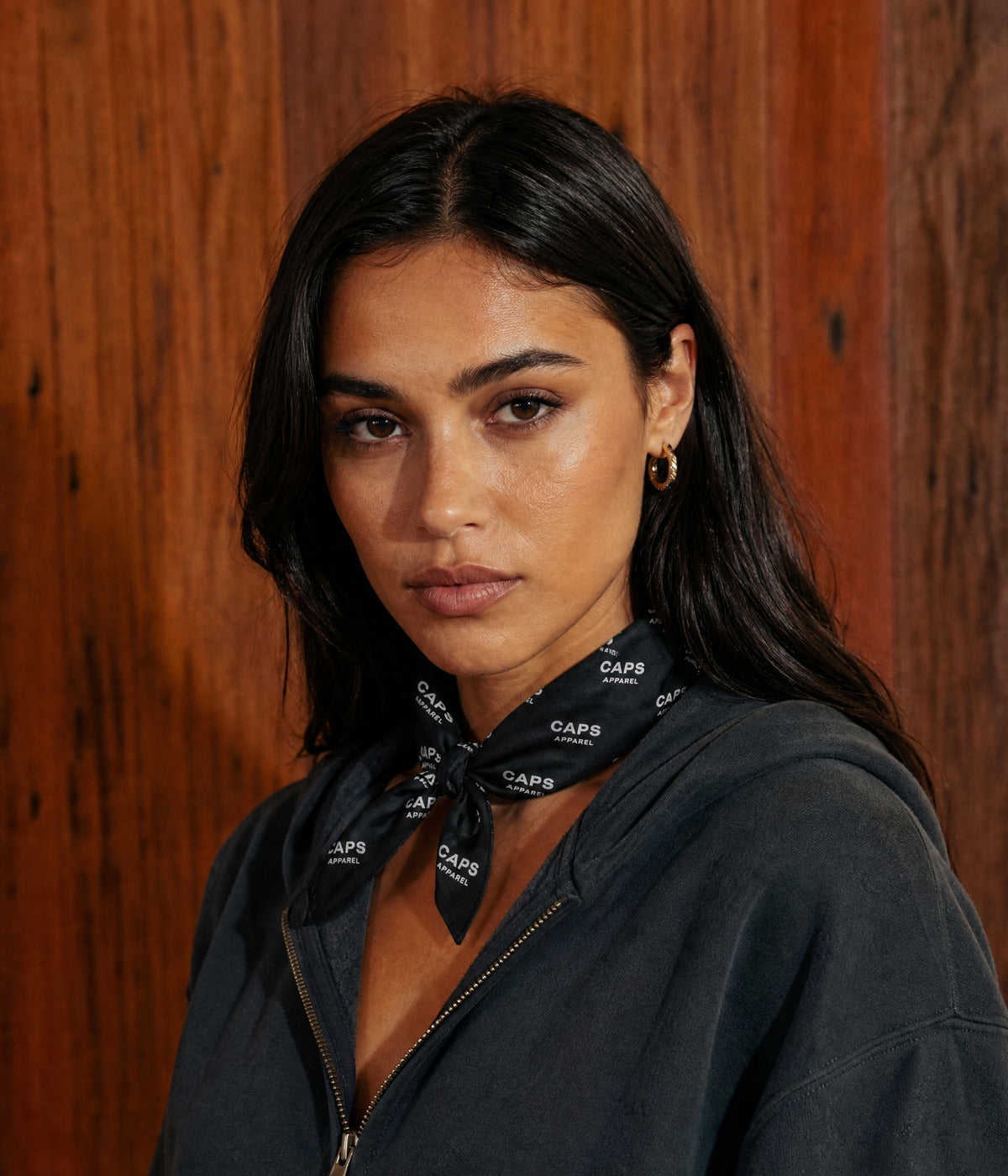 SIGNATURE BANDANA. — MONOGRAM BLACK worn