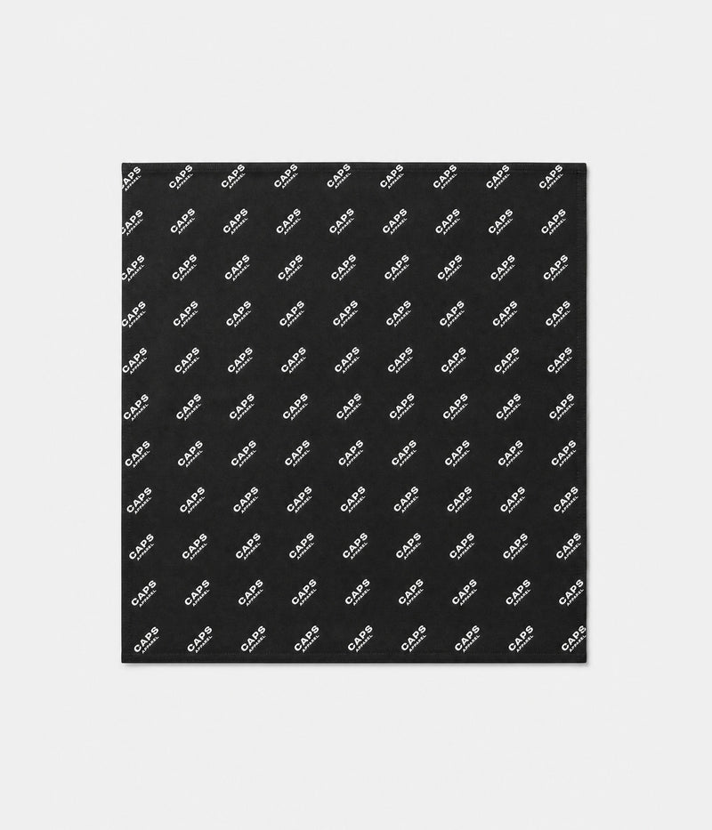 LOGO MONOGRAM BANDANA. polyester bandana in black, front flat-lay