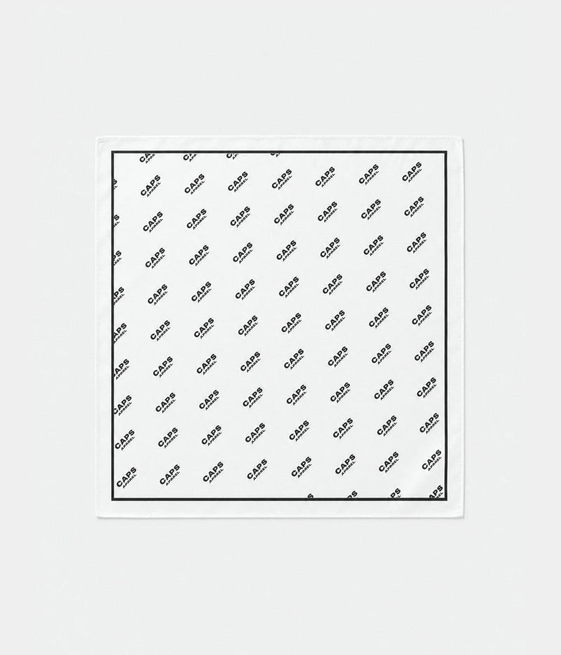 LOGO MONOGRAM BANDANA. polyester bandana in white, front flat-lay