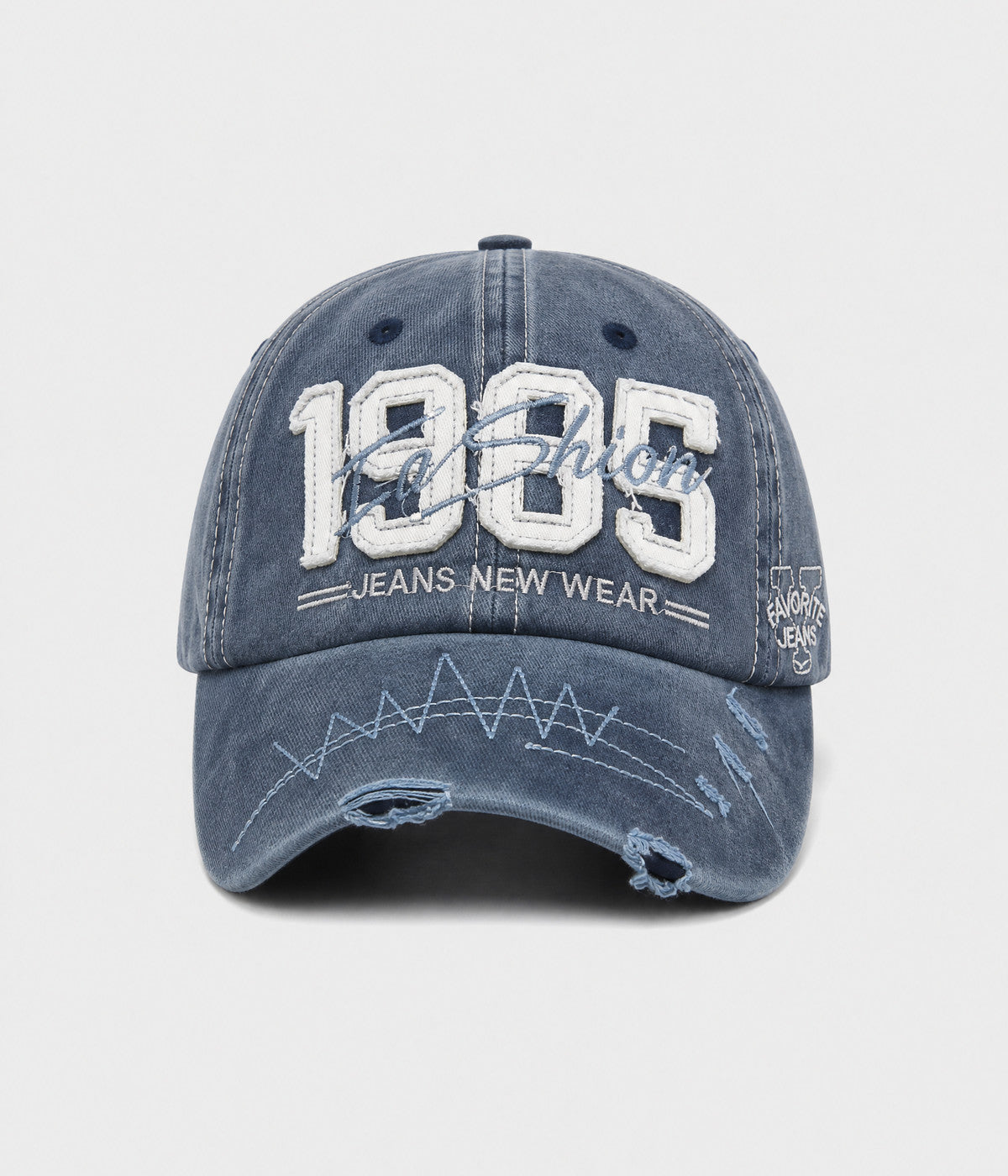 RETRO 1985. washed cotton cap in navy, front view