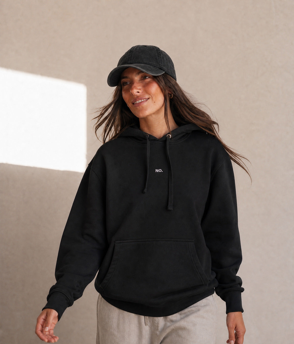 NO HOODIE. on model