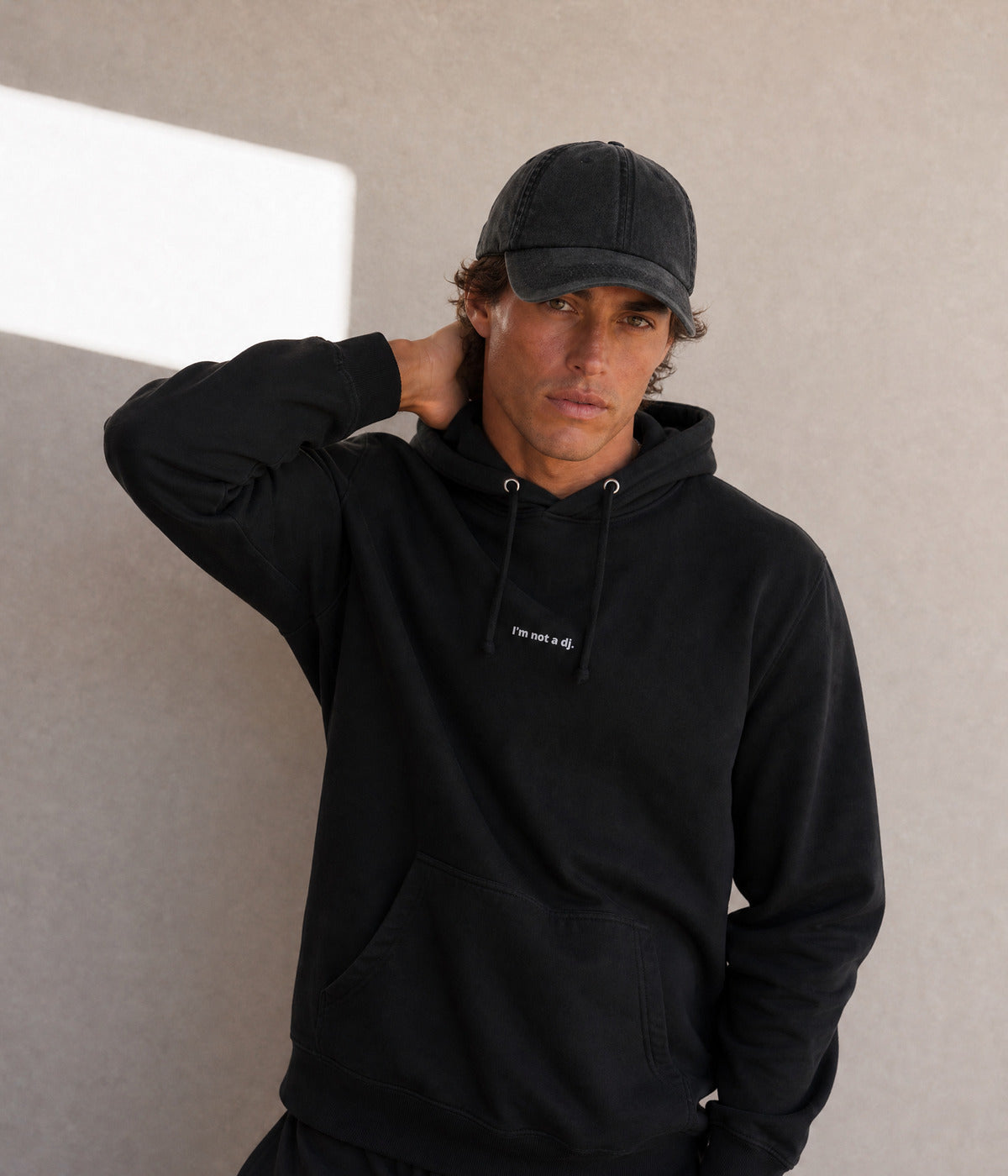 NOT A DJ HOODIE. on model