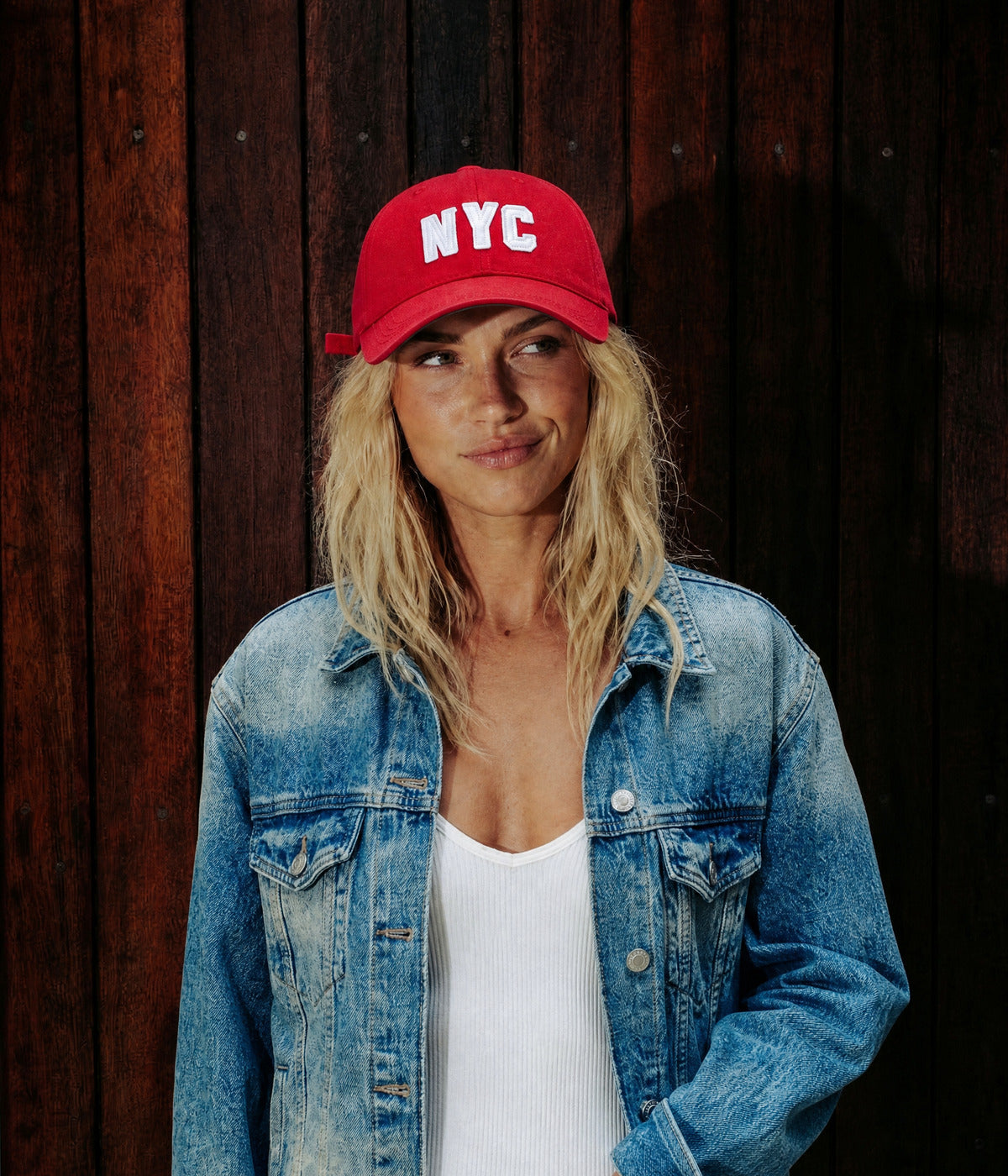 NYC. RED worn by a woman