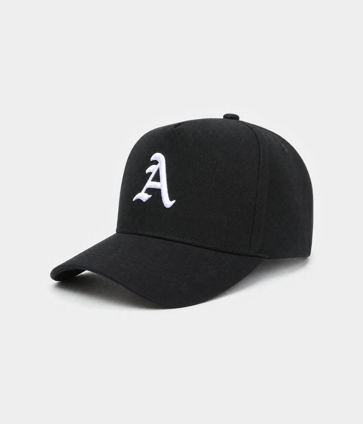 OLD ENGLISH A. cotton twill cap in black, side view