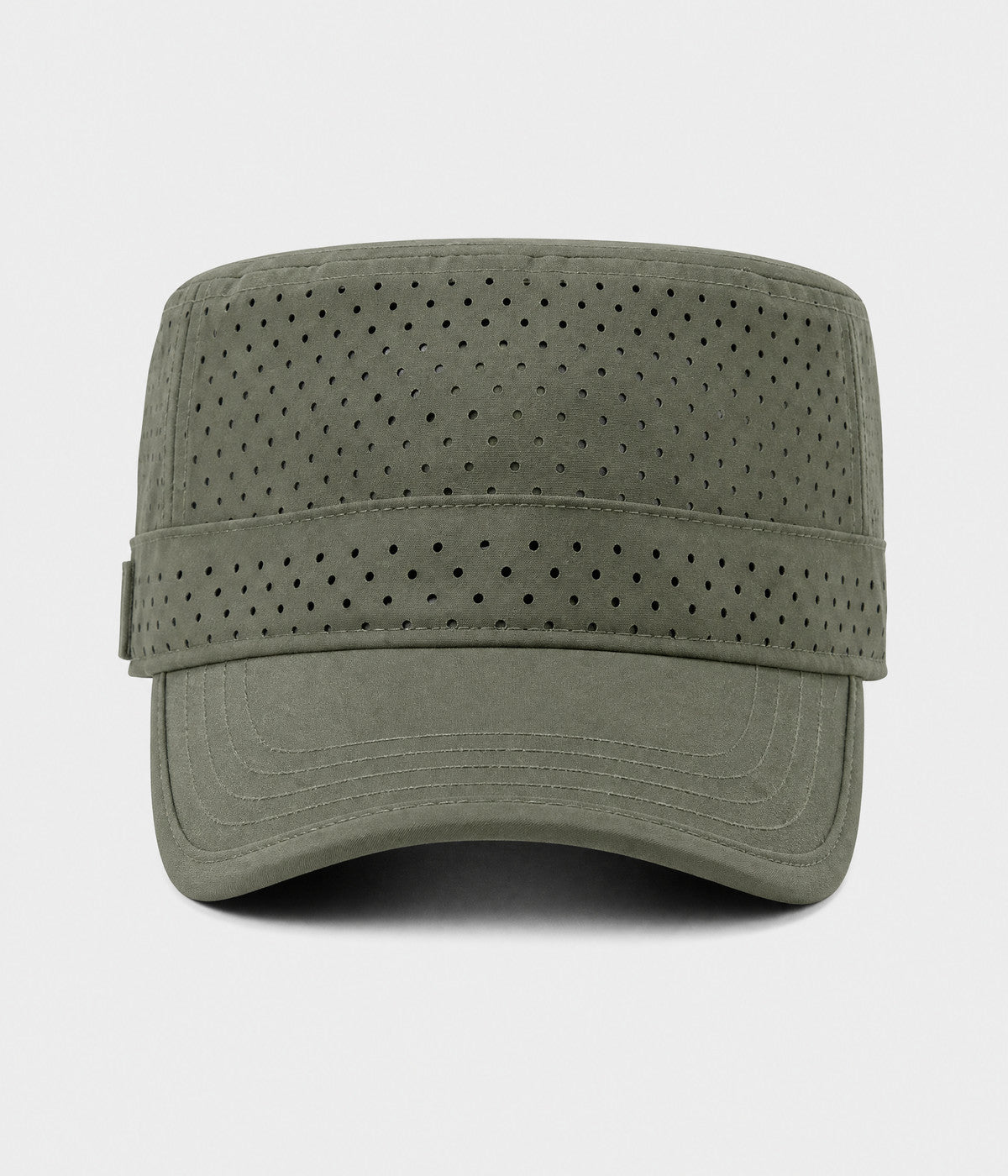 VENTED CADET. perforated cadet cap in olive, front view