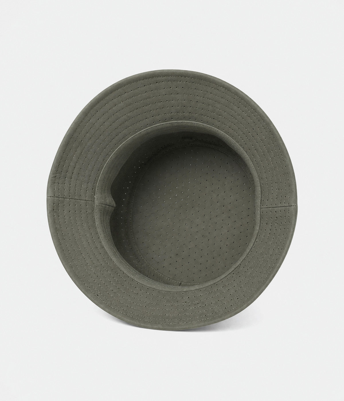 PERFORATED BUCKET. perforated bucket hat in army green, inside view