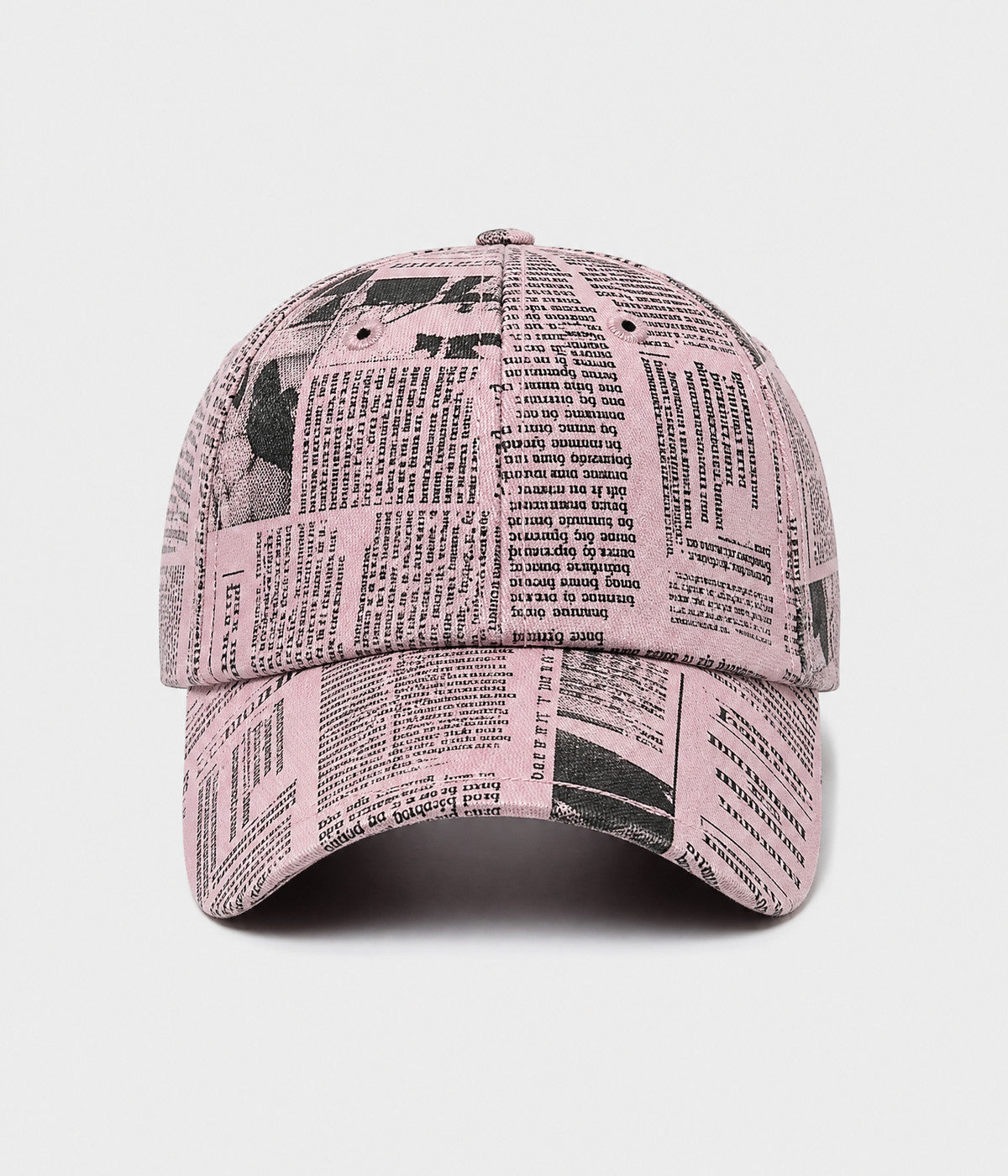 NEWSPRINT. cotton twill newsprint-print cap in pink, front view