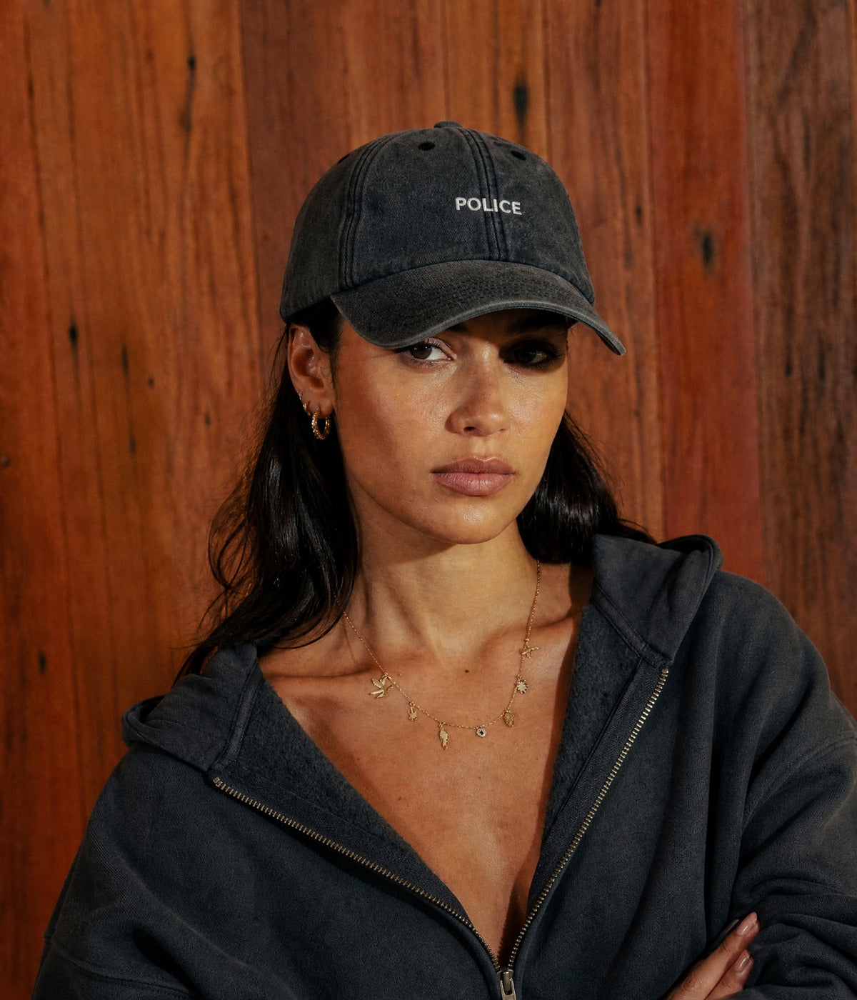 POLICE. worn by a woman